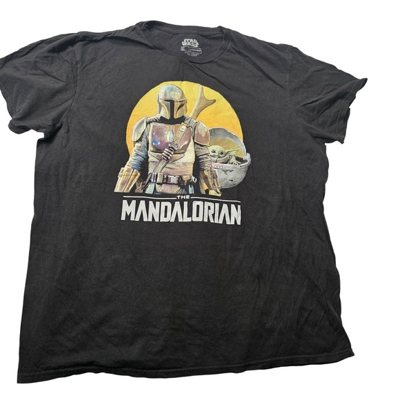 Star Wars Mandalorian Shirt Mens XL Black Fifth Sun Grogu Graphic Tee Disney - Picture 1 of 7